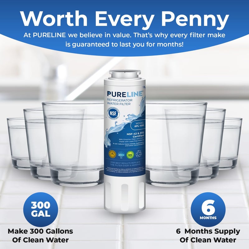 Pureline UKF8001 Refrigerator Water Filter Replacement, EDR4RXD1, Everydrop Filter 4, UKF8001AXX-750, UKF8001AXX-200, Maytag UKF8001, Whirlpool EDR4RXD1, 4396395, Kenmore 9084, 9006, (3 Pack) - Image 5